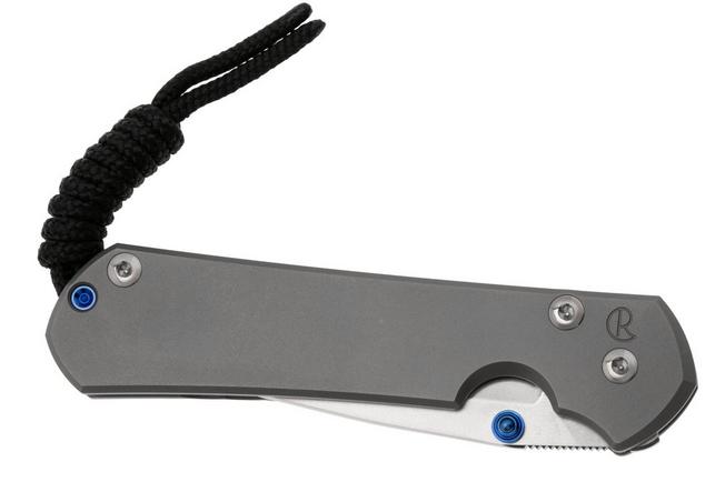 Afbeelding voor Chris Reeve Small Sebenza 31 S31-1645, Stonewashed MagnaCut Droppoint, Plain Glass Blasted Titanium, linkshandig zakmes