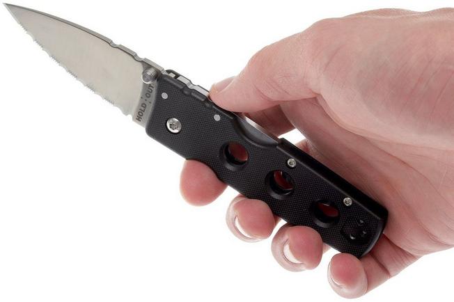 HOLD OUT 3 BLADE FULL SERRATED EDGE BLK S35VN