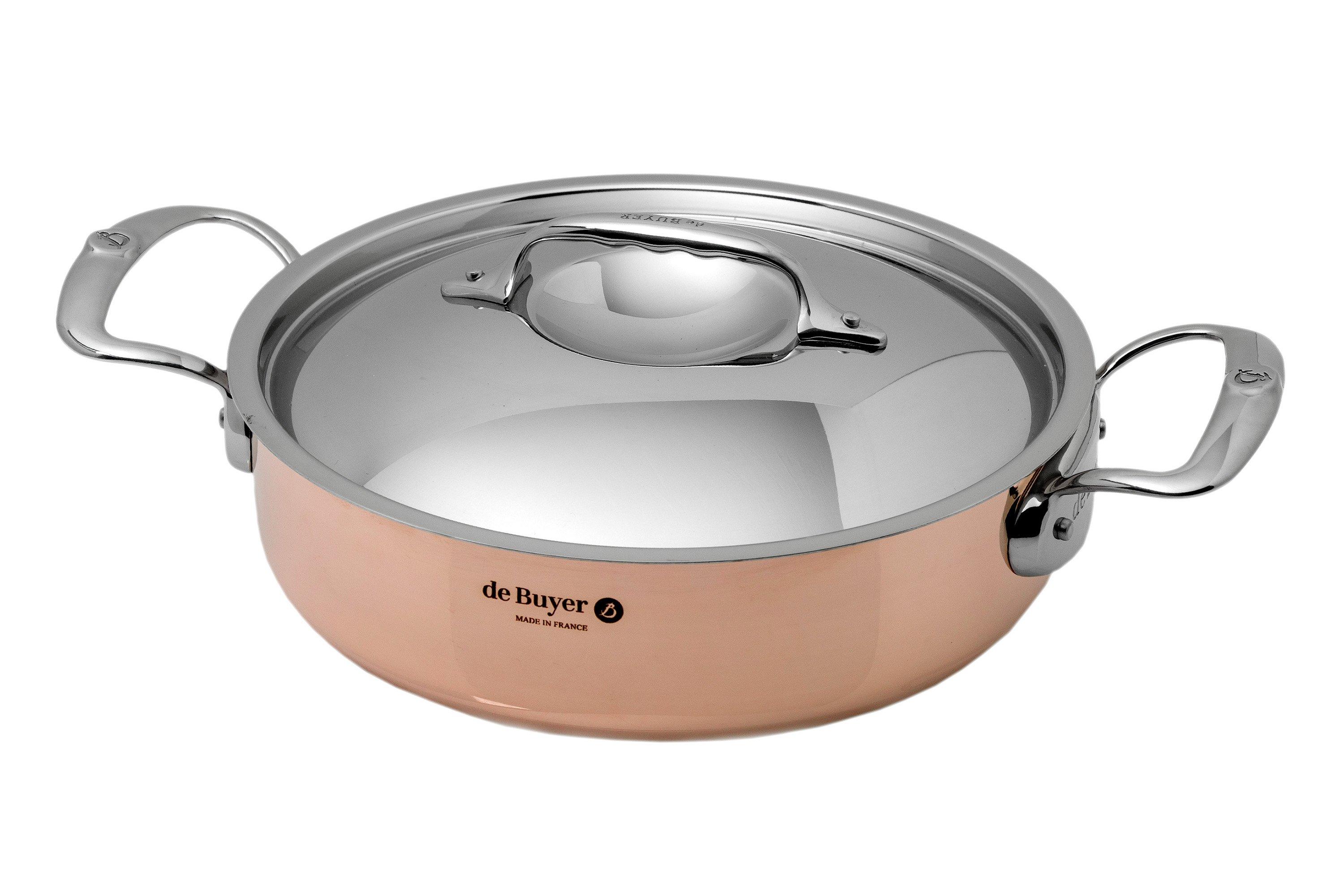 de Buyer Prima Matera copper sauté pan 24 cm stainless steel lid
