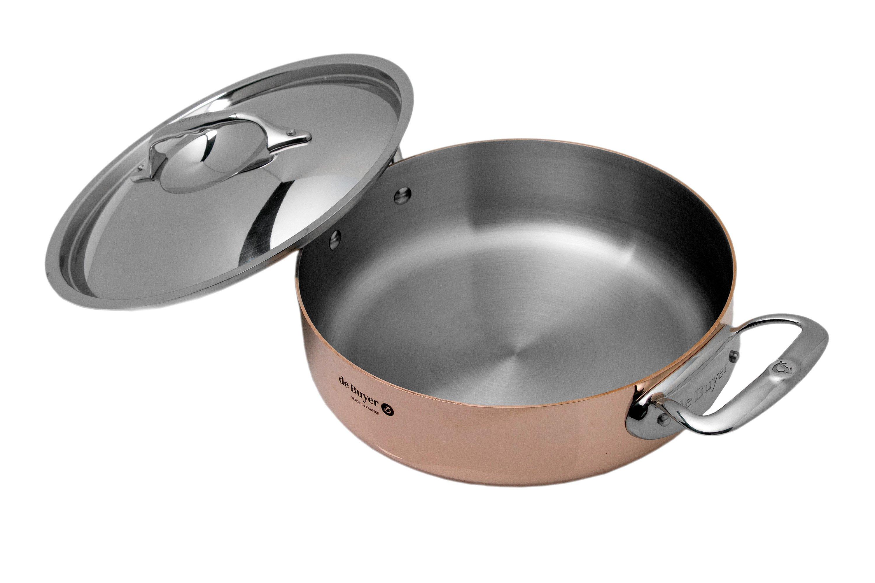 de Buyer Prima Matera copper sauté pan 24 cm stainless steel lid