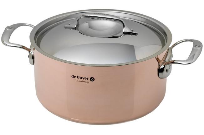 de Buyer Prima Matera pentola per arrosto in rame 24 cm con coperchio in acciaio  inox DEB6242.24