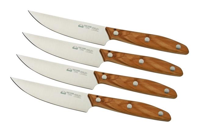 LionSteel 4 Piece Steak Knife Set in Wooden Gift Box, Olive Wood Handle