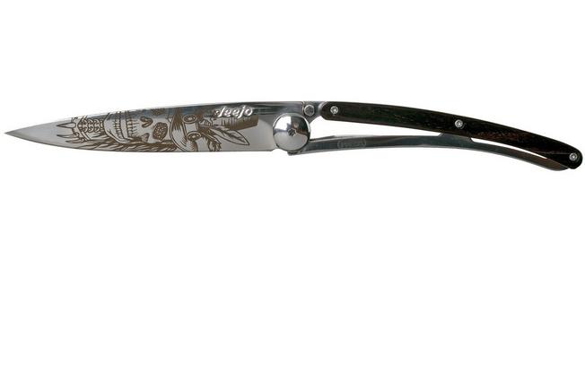 Imagen para Deejo Tattoo 37g, Mirror Ebony, Dandy Skull 1AB000103 navaja