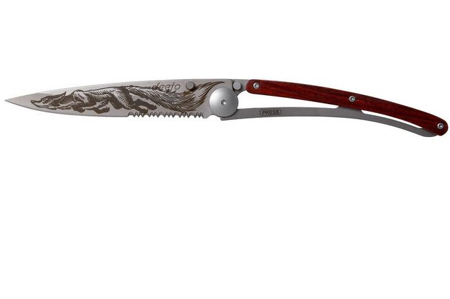 Bild für Deejo Tattoo Serrated 37 g, Korallenholz, Fuchs Taschenmesser, 1CB000511
