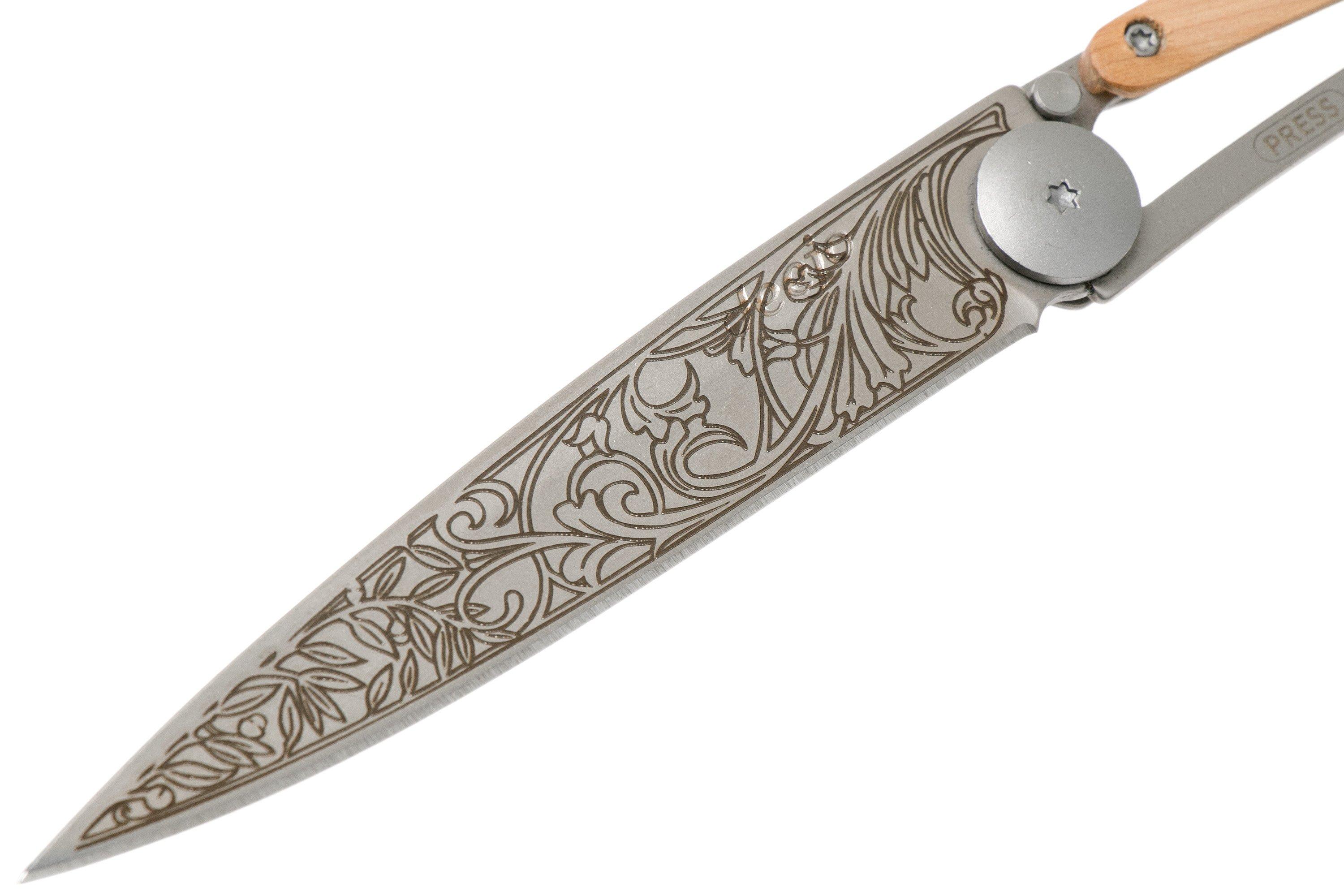 Deejo Tattoo 37g, Juniper wood, Art Nouveau 1CB014 pocket knife