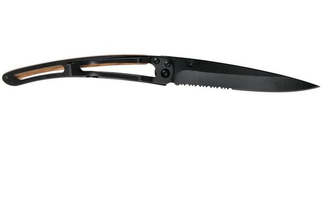 Imagen para Deejo Tattoo Black Serrated 37g, Olive, Hunting Scene, 1GB000512 navaja