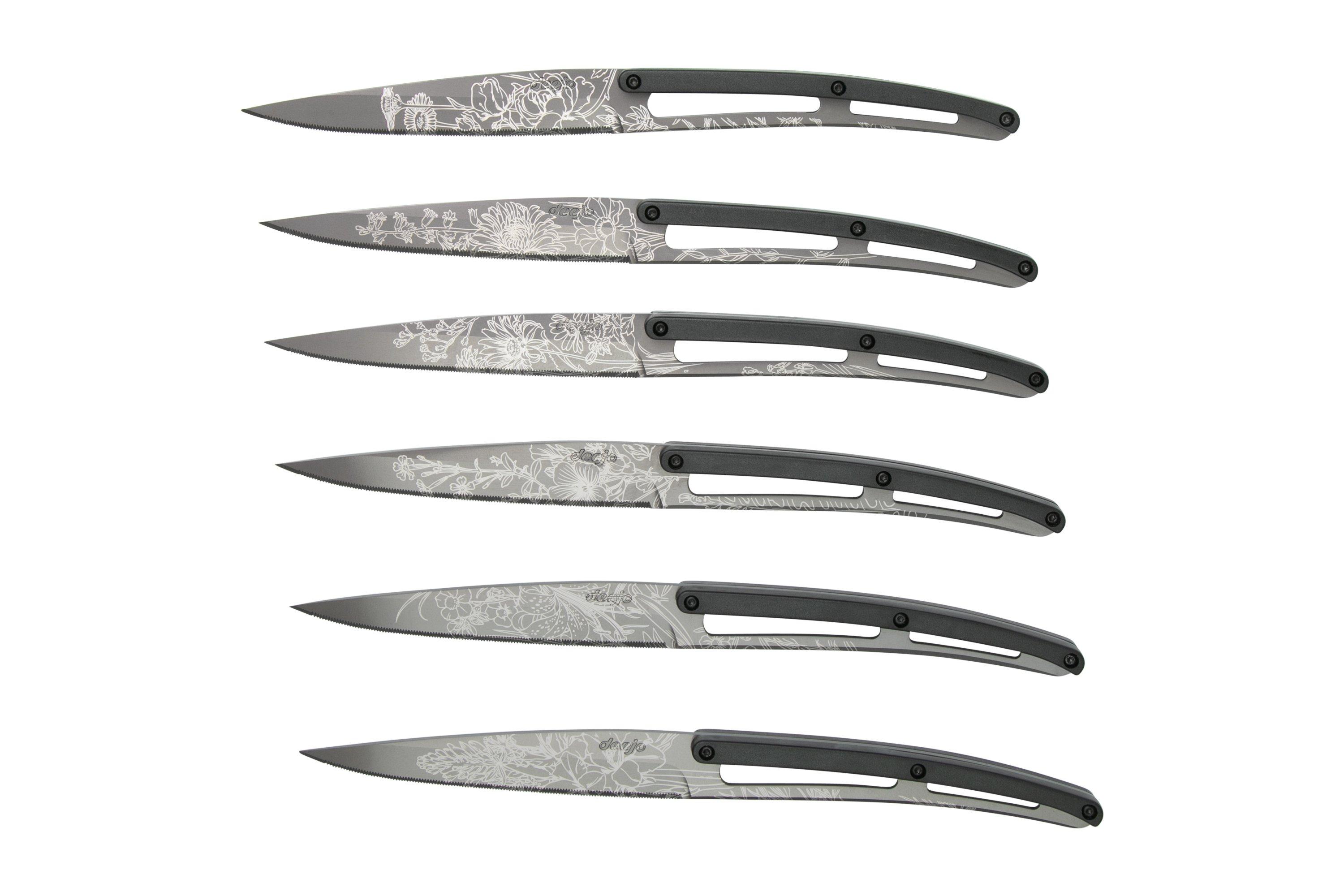 Deejo Bistro TT Blossom 2FP000010 titan, schwarz ABS, 6teiliges SteakmesserSet Günstiger