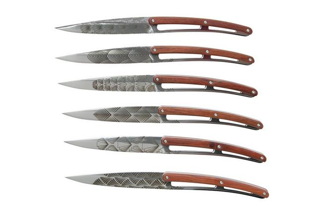 6 Deejo steak knives, Coral wood - STEAK KNIVES - TABLEWARE