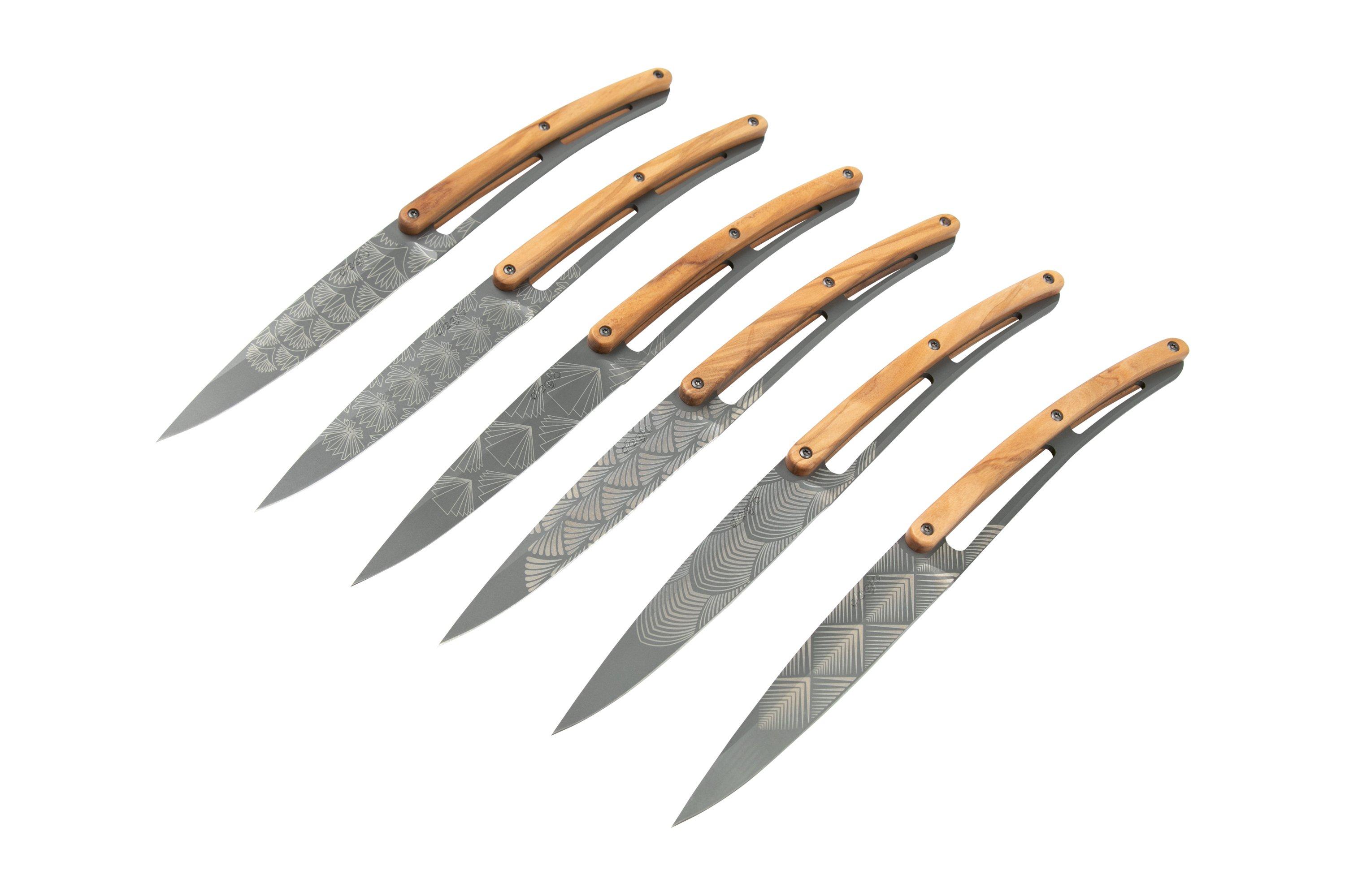 Deejo Art Deco 6FB000101 olive wood, 6-piece steak knife set