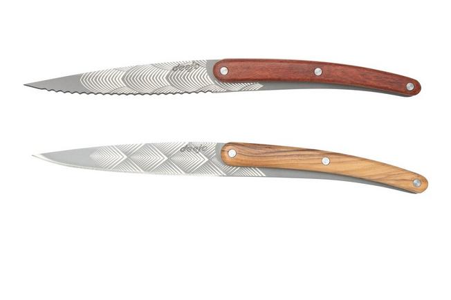Imagen para Deejo Art Deco CFB000101 madera de palo rojo y de olivo, Juego de cuchillos de 2 piezas 