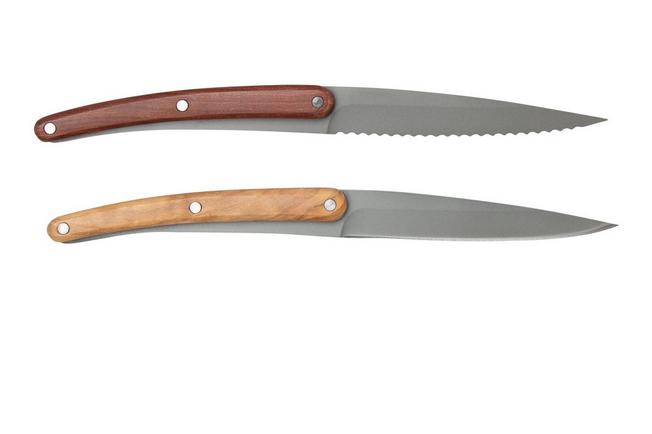 Imagen para Deejo Art Deco CFB000101 madera de palo rojo y de olivo, Juego de cuchillos de 2 piezas 