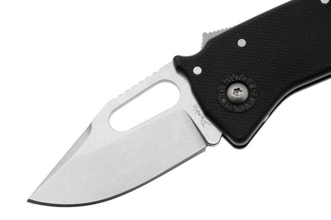 Afbeelding voor Demko Nano-Shark, NANO-10A-BLACK GRN-CP, Stonewashed AUS-10A Clip Point, Black GRN zakmes