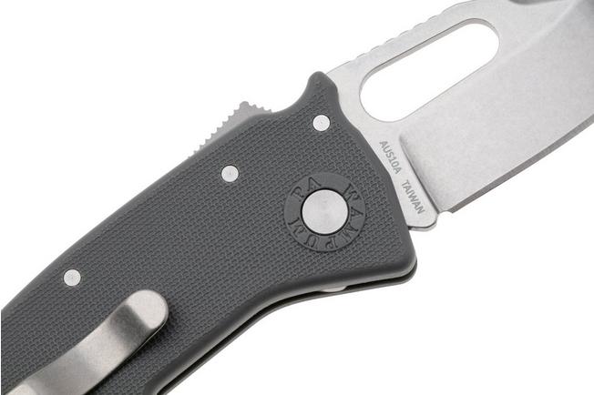 Afbeelding voor Demko Nano-Shark, NANO-10A-GREY GRN-CP, Stonewashed AUS-10A Clip Point, Grey GRN zakmes