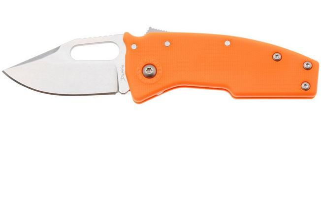 Afbeelding voor Demko Nano-Shark, NANO-10A-ORANGE GRN-CP, Stonewashed AUS-10A Clip Point, Orange GRN zakmes
