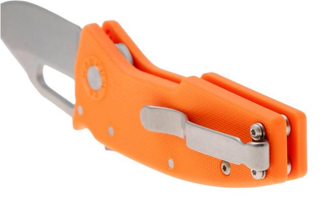 Afbeelding voor Demko Nano-Shark, NANO-10A-ORANGE GRN-CP, Stonewashed AUS-10A Clip Point, Orange GRN zakmes