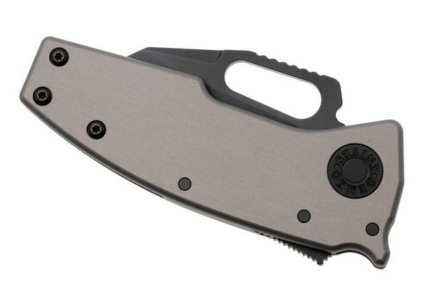 Afbeelding voor Demko Nano-Shark, NANO-20CV-ARTILLERY GREY ALUM-SF, Stealth DLC CPM 20CV Shark Foot, Artillery Grey Aluminum zakmes