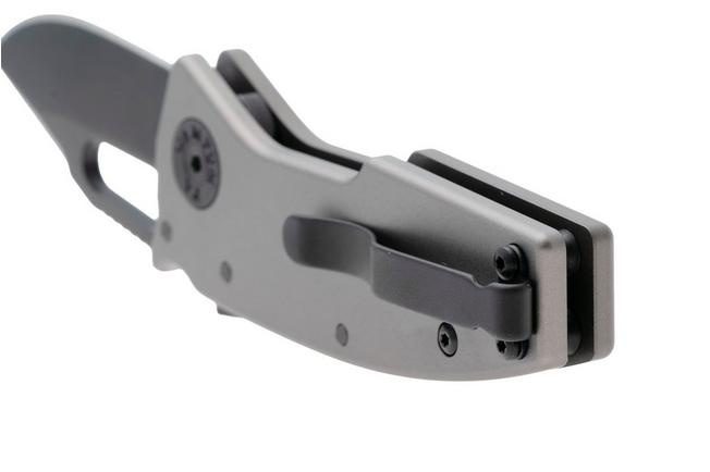 Afbeelding voor Demko Nano-Shark, NANO-20CV-ARTILLERY GREY ALUM-CP, Stealth DLC CPM 20CV Clip Point, Artillery Grey Aluminum zakmes