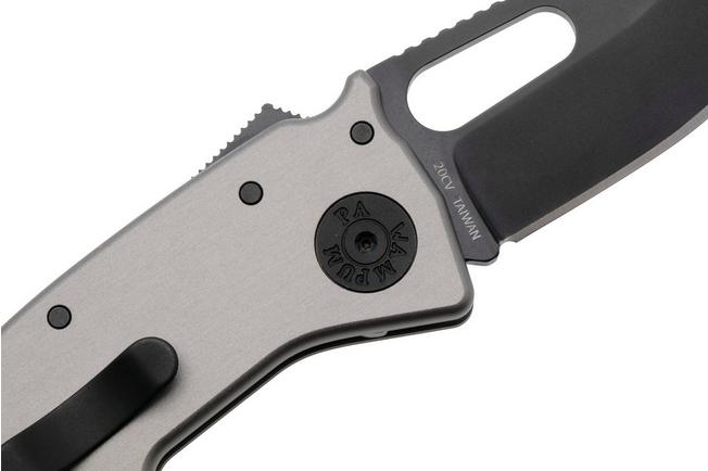 Afbeelding voor Demko Nano-Shark, NANO-20CV-ARTILLERY GREY ALUM-CP, Stealth DLC CPM 20CV Clip Point, Artillery Grey Aluminum zakmes