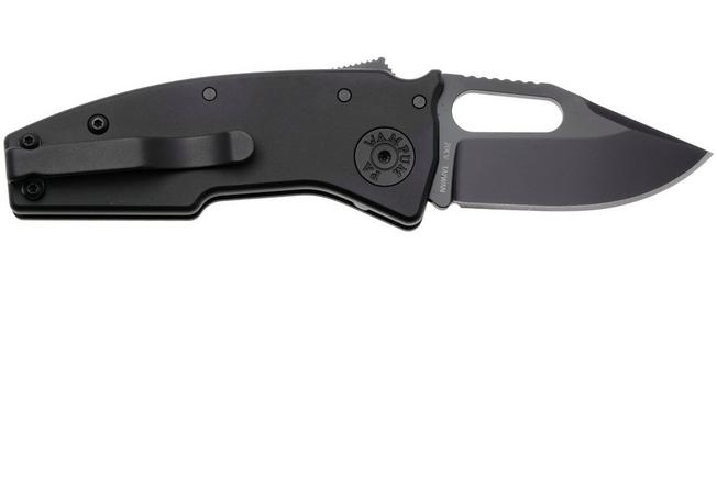 Afbeelding voor Demko Nano-Shark, NANO-20CV-BLACK ALUM-CP, Stealth DLC CPM 20CV Clip Point, Black Aluminum zakmes