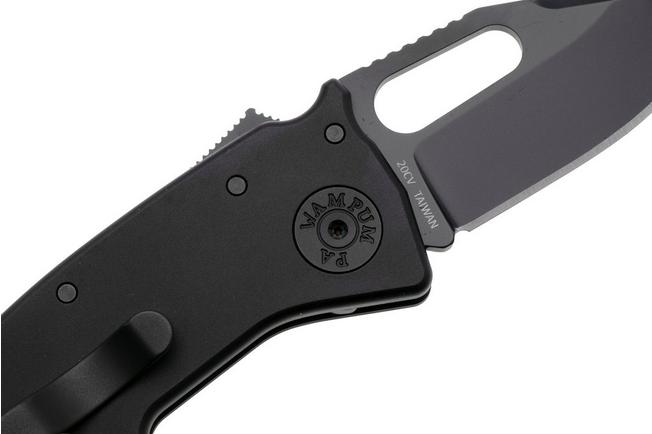 Afbeelding voor Demko Nano-Shark, NANO-20CV-BLACK ALUM-CP, Stealth DLC CPM 20CV Clip Point, Black Aluminum zakmes