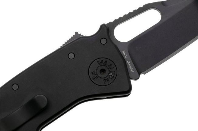 Afbeelding voor Demko Nano-Shark, NANO-20CV-BLACK ALUM-SF, Stealth DLC CPM 20CV Shark Foot, Black Aluminum zakmes