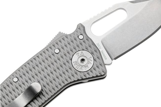 Afbeelding voor Demko Nano-Shark, NANO-20CV-MIL-TI-CP Stonewashed CPM 20CV Clip Point, Milled Titanium, zakmes