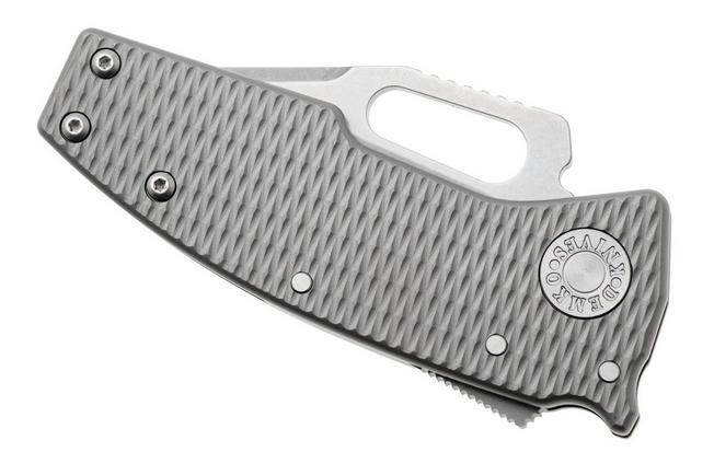 Afbeelding voor Demko Nano-Shark, NANO-20CV-MIL-TI-CP Stonewashed CPM 20CV Clip Point, Milled Titanium, zakmes