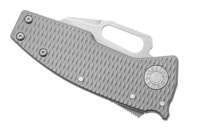 Afbeelding voor Demko Nano-Shark, NANO-20CV-MILLED TI-SF, Stonewashed CPM 20CV Shark Foot, Milled Titanium zakmes