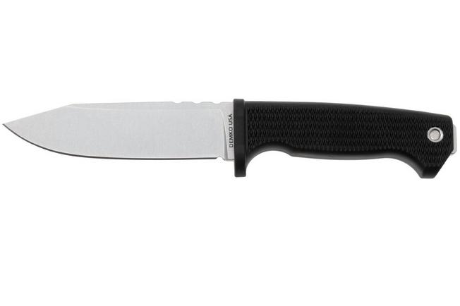 Afbeelding voor Demko Knives American Made FreeReign, Stonewashed CPM 3V Clip Point, USA-FR-3V-BLK-CLP, Black Rubber outdoormes