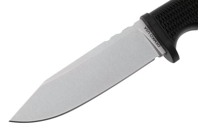 Afbeelding voor Demko Knives American Made FreeReign, Stonewashed CPM 3V Clip Point, USA-FR-3V-BLK-CLP, Black Rubber outdoormes