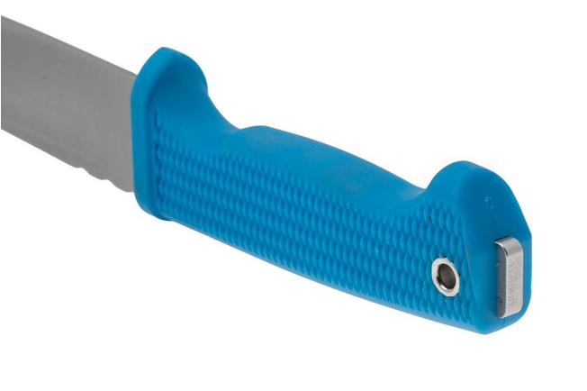 Afbeelding voor Demko Knives American Made FreeReign, Stonewashed CPM 3V Clip Point, USA-FR-3V-BLU-CLP, Blue Rubber outdoormes