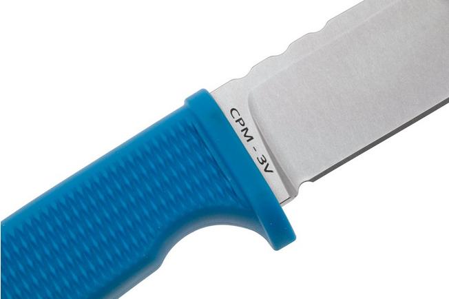 Afbeelding voor Demko Knives American Made FreeReign, Stonewashed CPM 3V Clip Point, USA-FR-3V-BLU-CLP, Blue Rubber outdoormes