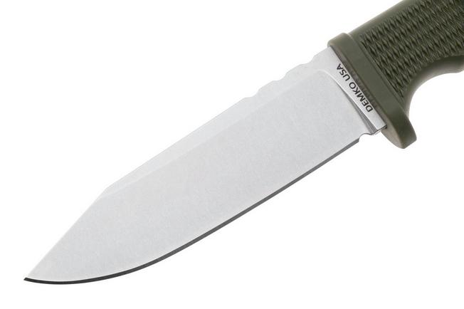 Afbeelding voor Demko Knives American Made FreeReign, Stonewashed CPM 3V Clip Point, USA-FR-3V-ODGRN-CLP, OD-Green Rubber outdoormes