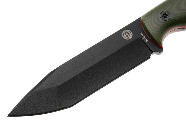 Bild für Doble O Knives Ronin 2.1 Forest Warrior R02101, Black Cerakote Sleipner, Green Micarta, Red G10 liner, Fahrtenmesser, Ovidio Calvet Design