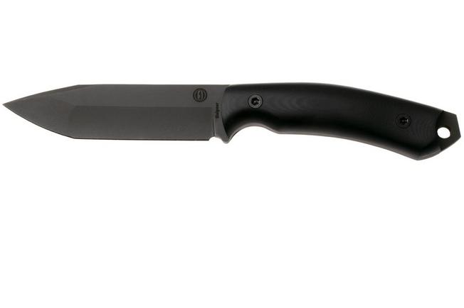 Afbeelding voor Doble O Knives Ronin 2.2, R02204, Black Ferric Perchlorate Sleipner, Black Micarta, Black G10 liner, vaststaand mes, Ovidio Calvet design