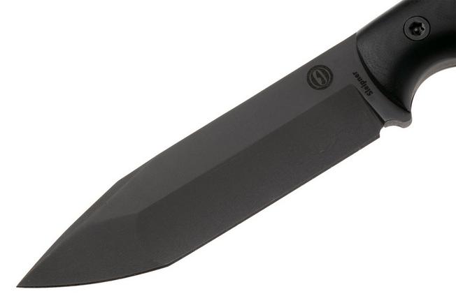 Afbeelding voor Doble O Knives Ronin 2.2, R02204, Black Ferric Perchlorate Sleipner, Black Micarta, Black G10 liner, vaststaand mes, Ovidio Calvet design