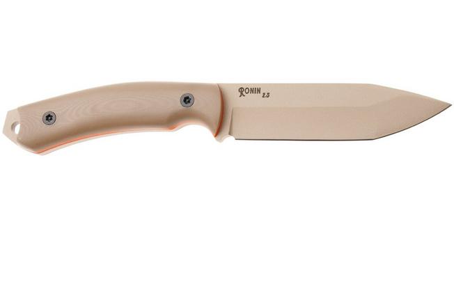 Afbeelding voor Doble O Knives Ronin 2.3, R.023/04, Sand Cerakote Sleipner, Desert G10, vaststaand mes, Ovidio Calvet design