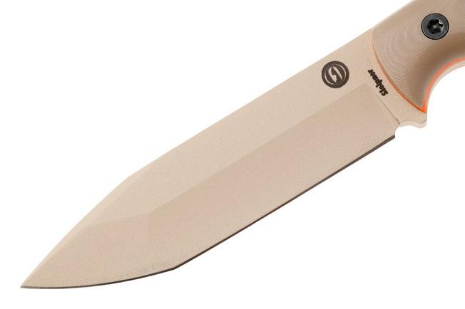 Afbeelding voor Doble O Knives Ronin 2.3, R.023/04, Sand Cerakote Sleipner, Desert G10, vaststaand mes, Ovidio Calvet design