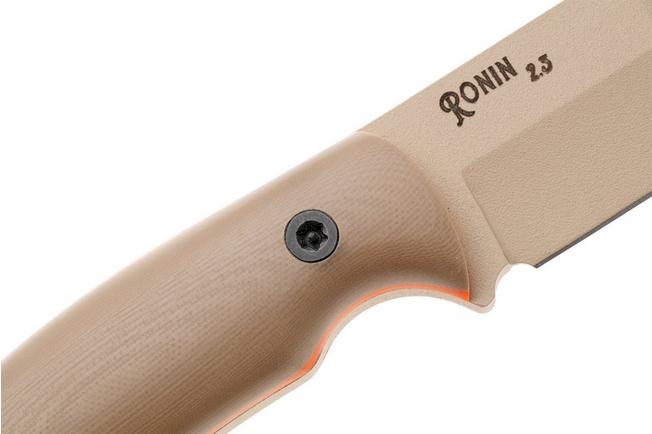 Afbeelding voor Doble O Knives Ronin 2.3, R.023/04, Sand Cerakote Sleipner, Desert G10, vaststaand mes, Ovidio Calvet design