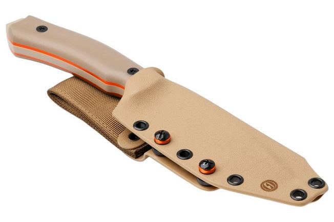 Afbeelding voor Doble O Knives Ronin 2.3, R.023/04, Sand Cerakote Sleipner, Desert G10, vaststaand mes, Ovidio Calvet design