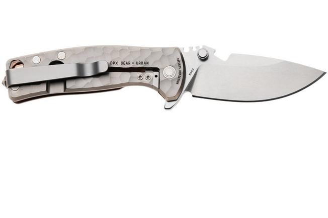Afbeelding voor DPx HEST/F Urban DPHSF073, Stonewashed Böhler M390, Copper Hammertone Titanium, zakmes, Robert Young Pelton design