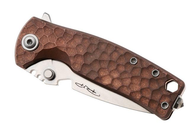 Afbeelding voor DPx HEST/F Urban DPHSF073, Stonewashed Böhler M390, Copper Hammertone Titanium, zakmes, Robert Young Pelton design