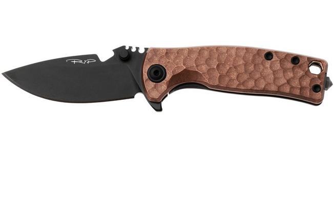 Afbeelding voor DPx HEST/F Urban DPHSF074, Black Böhler M390, Copper Hammertone Titanium, zakmes, Robert Young Pelton design