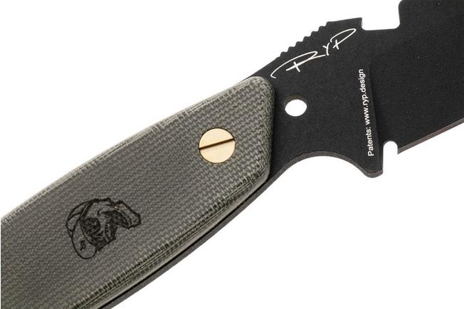 Afbeelding voor DPx HEST Original DPHSX201, Black Cerakote D2, Green Micarta vaststaand mes