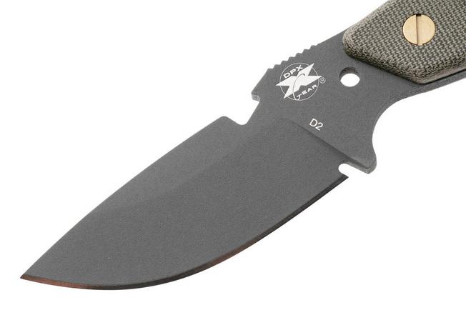 Afbeelding voor DPx HEST Original DPHSX202, Grey Cerakote D2, Green Micarta vaststaand mes