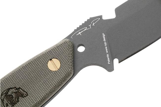 Afbeelding voor DPx HEST Original DPHSX202, Grey Cerakote D2, Green Micarta vaststaand mes