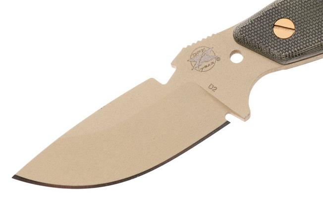 Afbeelding voor DPx HEST Original DPHSX203, Tan Cerakote D2, Green Micarta vaststaand mes