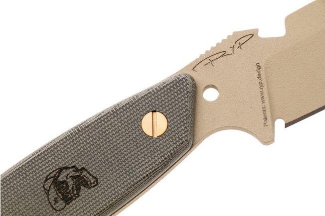 Afbeelding voor DPx HEST Original DPHSX203, Tan Cerakote D2, Green Micarta vaststaand mes