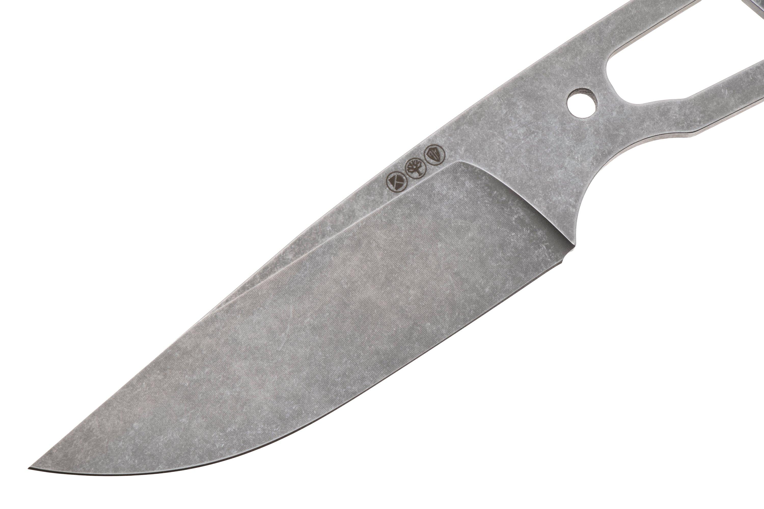 Daily Customs AK4 P10017387, Stonewashed CPM 3V Drop Point, fixed knife ...