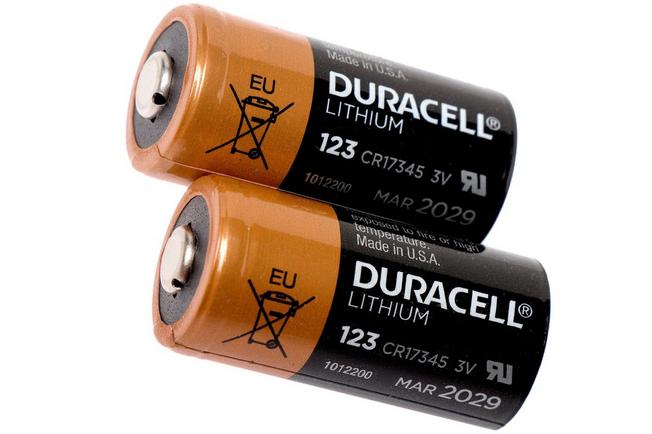 Duracell CR123A battery, set of 2 pcs.  Advantageously shopping at